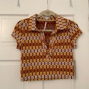 Free People Cropped Floral Shirt, Sz. S